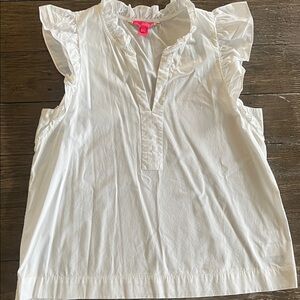Lilly Pulitzer Klaudie White Ruffle Blouse